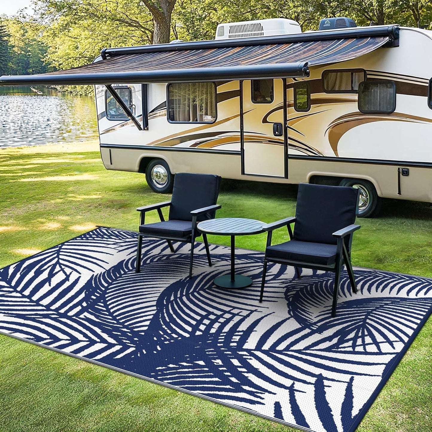 GENIMO Tree Shadow Print Double Sided Waterproof Outdoor Rug