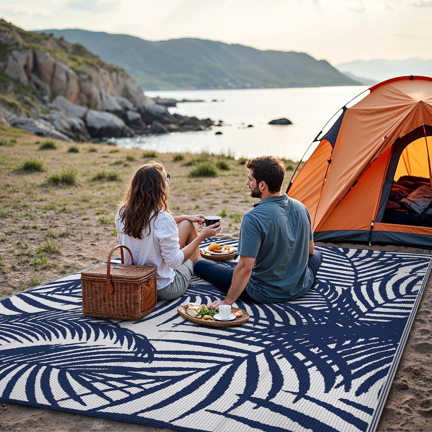 GENIMO Tree Shadow Print Double Sided Waterproof Outdoor Rug