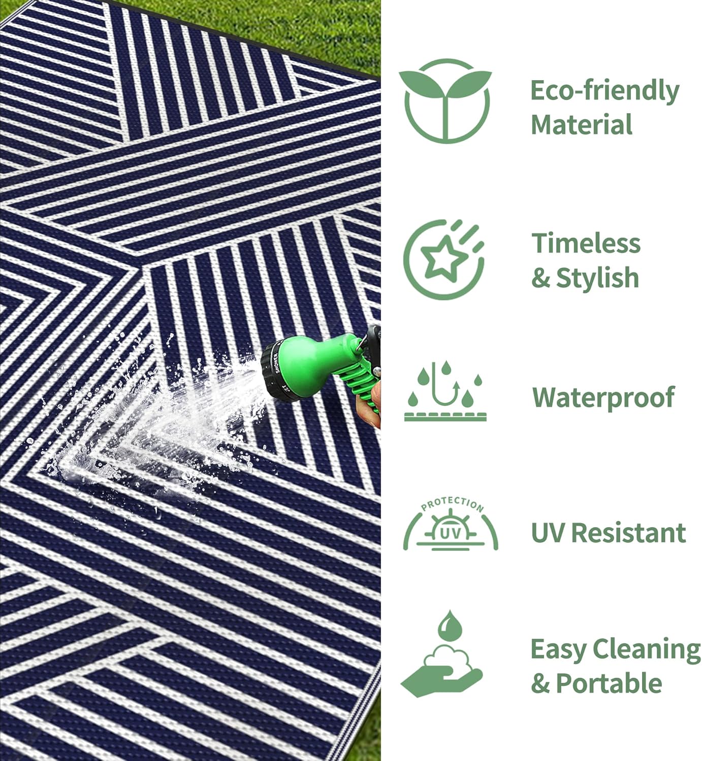 GENIMO Cross Stripe Design Waterproof Outdoor Rug