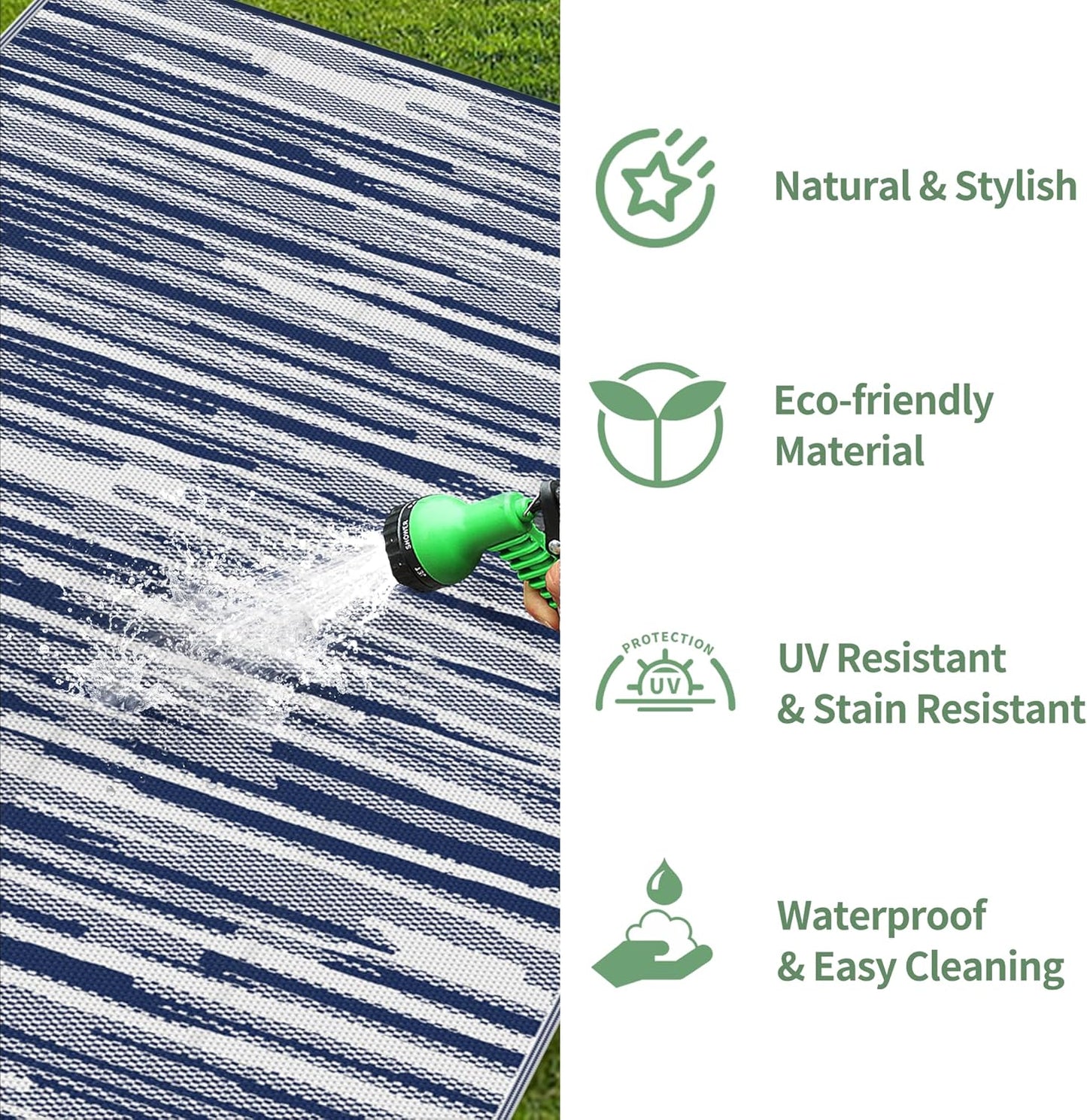 GENIMO Irregular Short Stripe Printed Waterproof Outdoor Rug