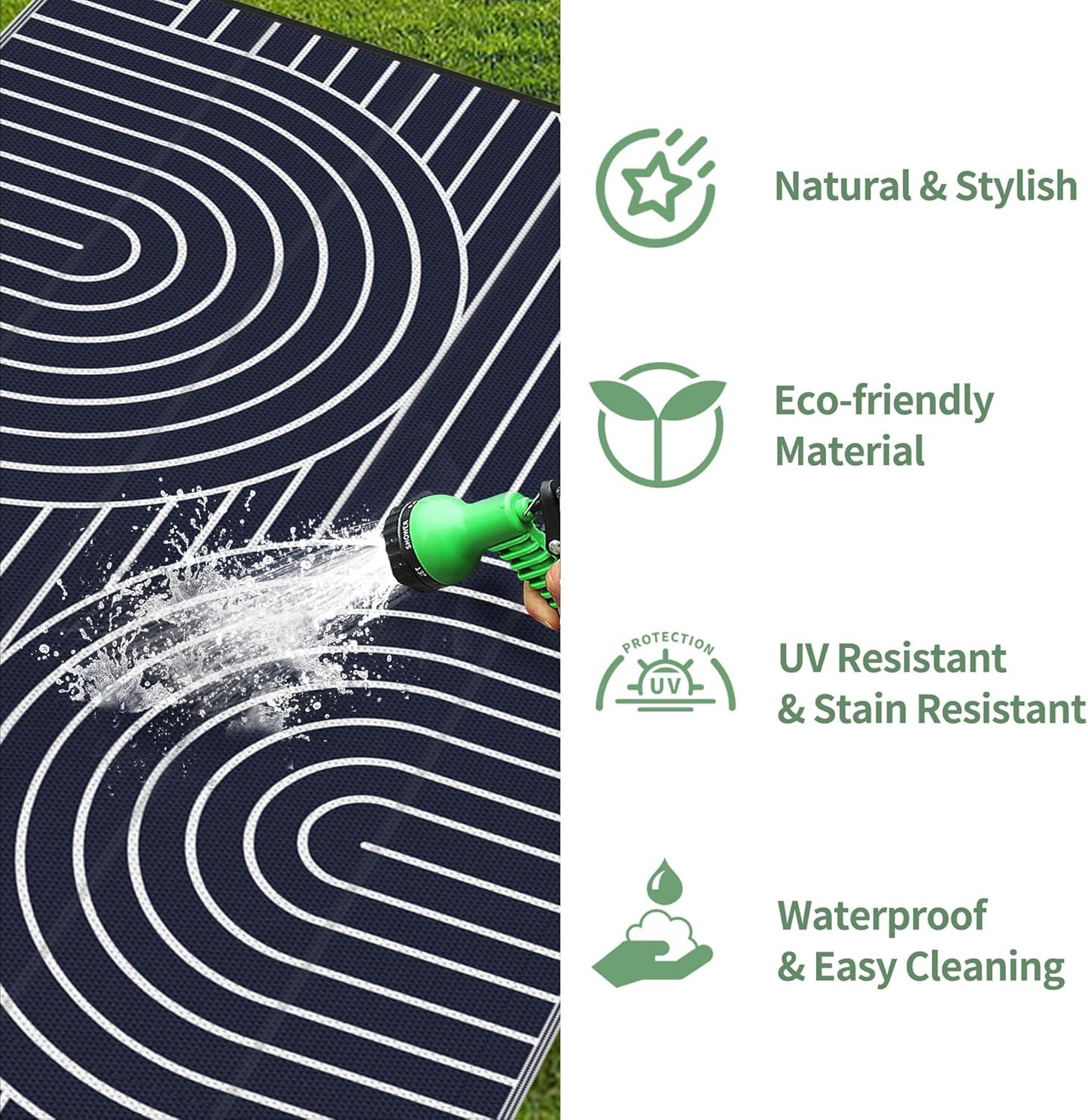 GENIMO Oval Stripe Double Sided Waterproof Outdoor Rug