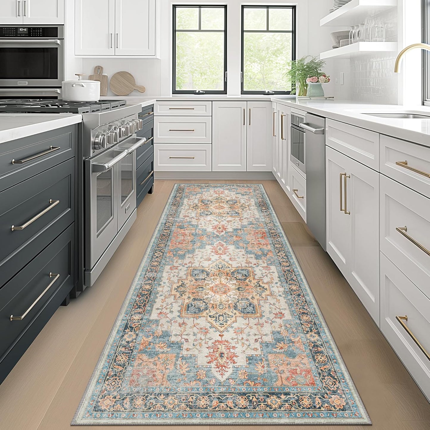 GENIMO Runner Rugs for Hallway, Kitchen Machine Washable Non Slip Vintage Rugs