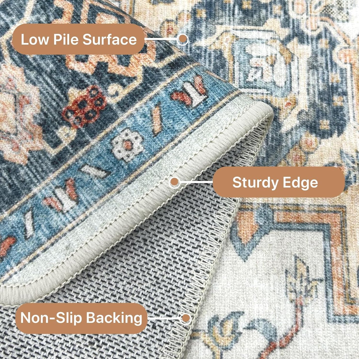 GENIMO Runner Rugs for Hallway, Kitchen Machine Washable Non Slip Vintage Rugs