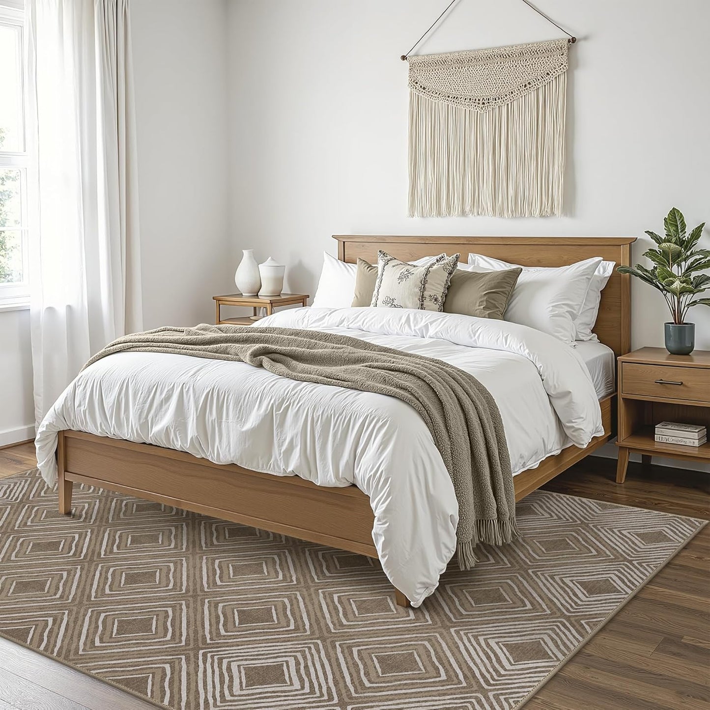 GENIMO Modern Geometric Checkered Machine Washable Non Slip Area Rug