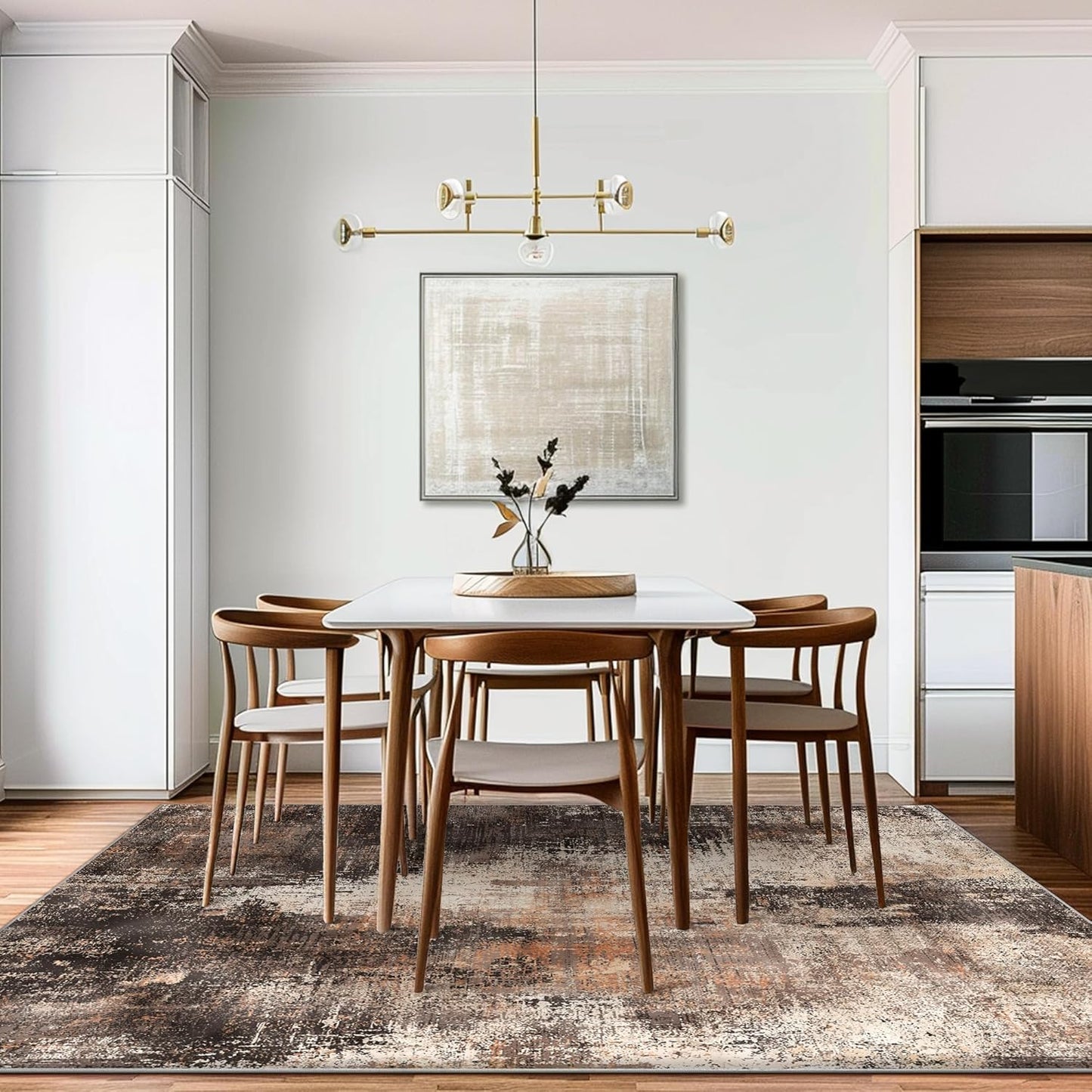 GENIMO Washable Area Rug Modern Brown Urban Mist