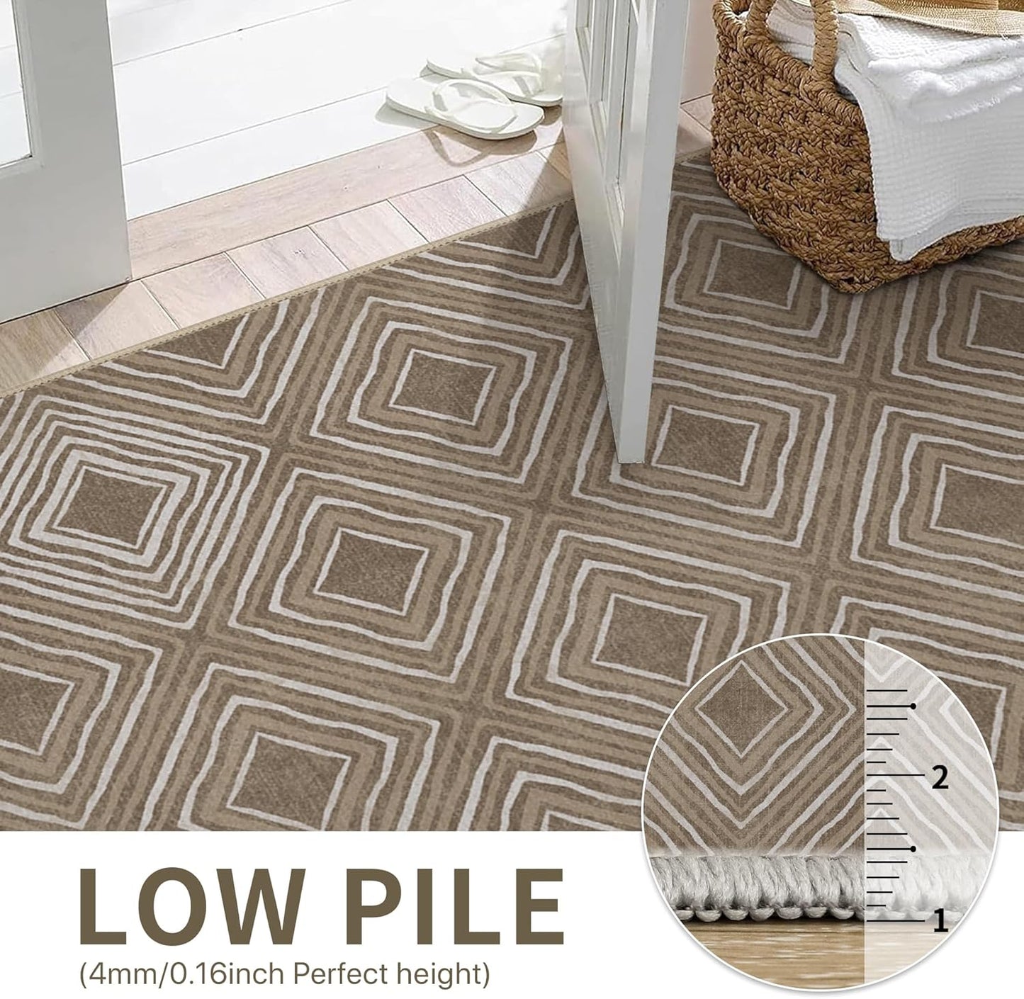 GENIMO Modern Geometric Checkered Machine Washable Non Slip Area Rug