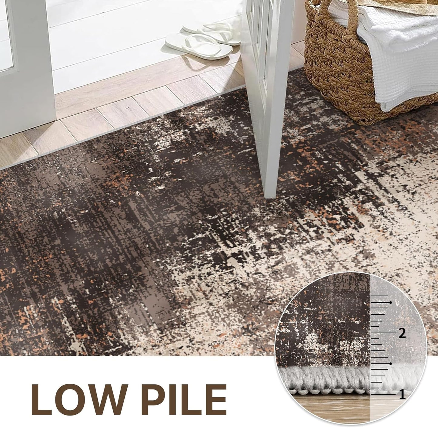 GENIMO Washable Area Rug Modern Brown Urban Mist