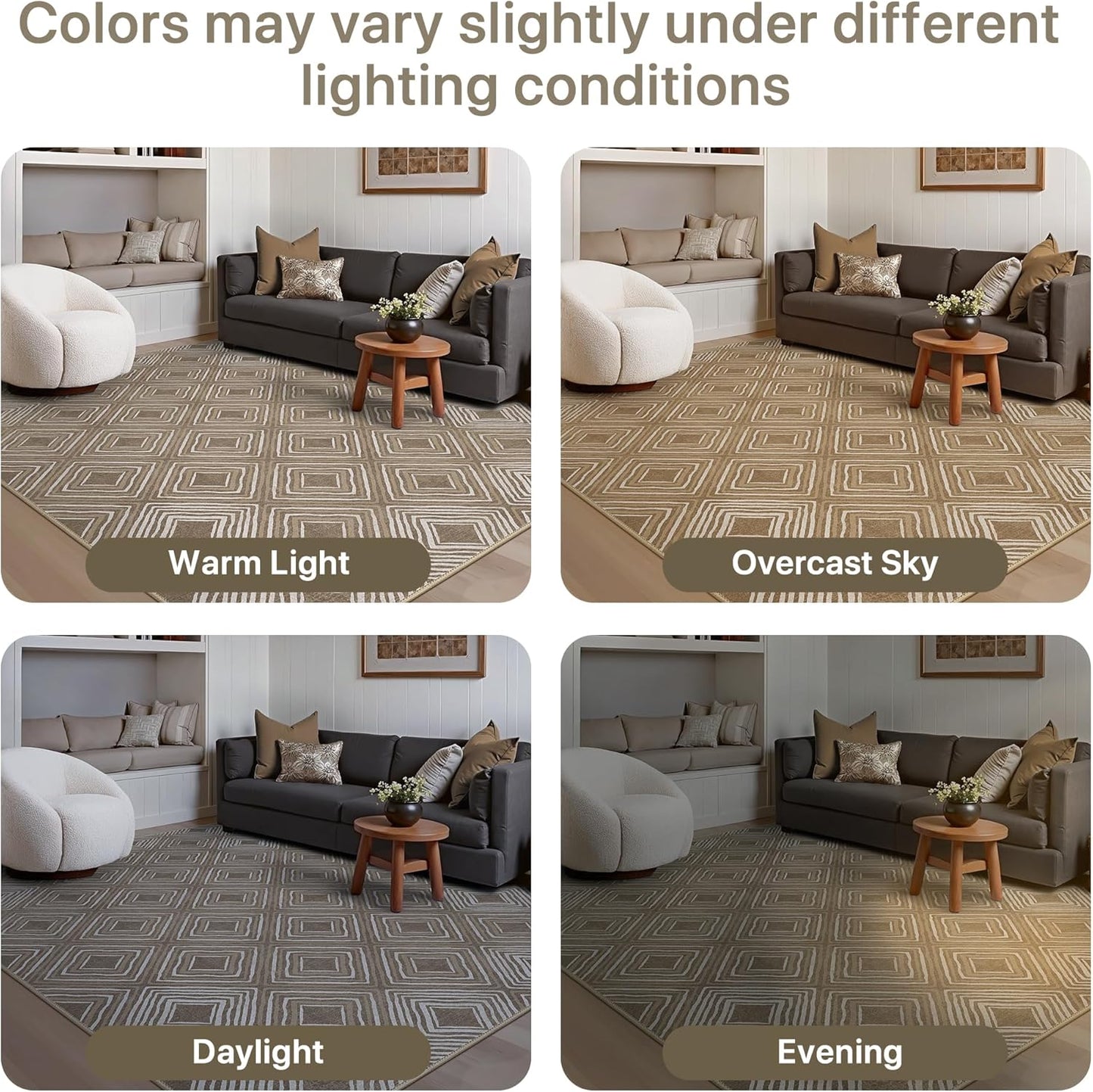 GENIMO Modern Geometric Checkered Machine Washable Non Slip Area Rug