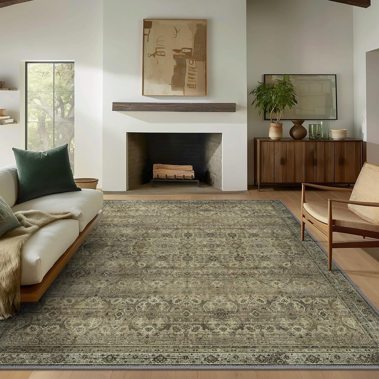 GENIMO Vintage Gorgeous Cool Color Non-Slip Washable Area Rug
