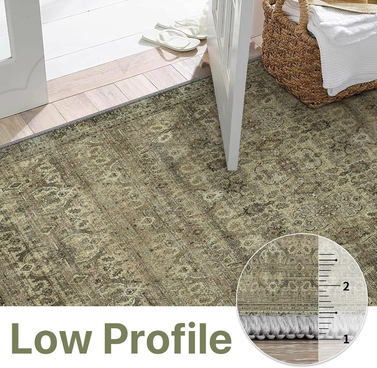 GENIMO Vintage Gorgeous Cool Color Non-Slip Washable Area Rug