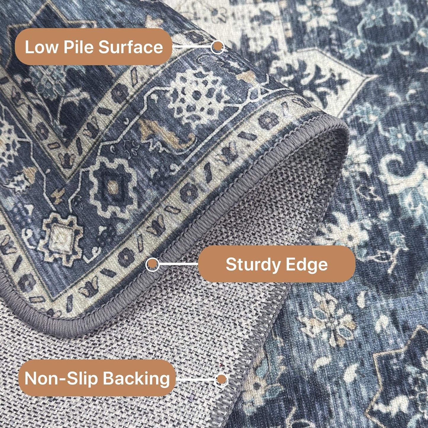 GENIMO Runner Rug Machine Washable Vintage Bohemian Print