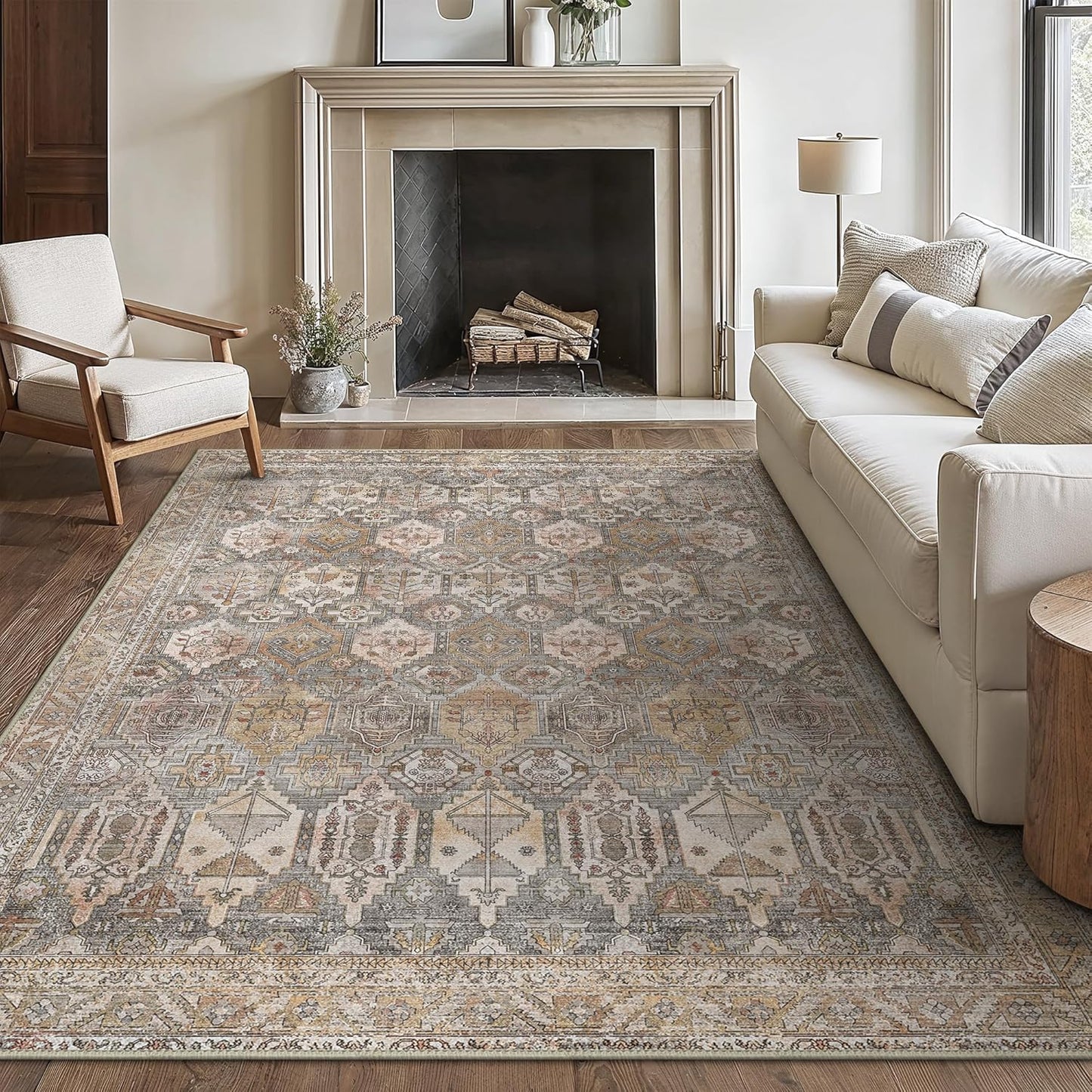 GENIMO Vintage Classic Print Multi Color Washable Area Rug