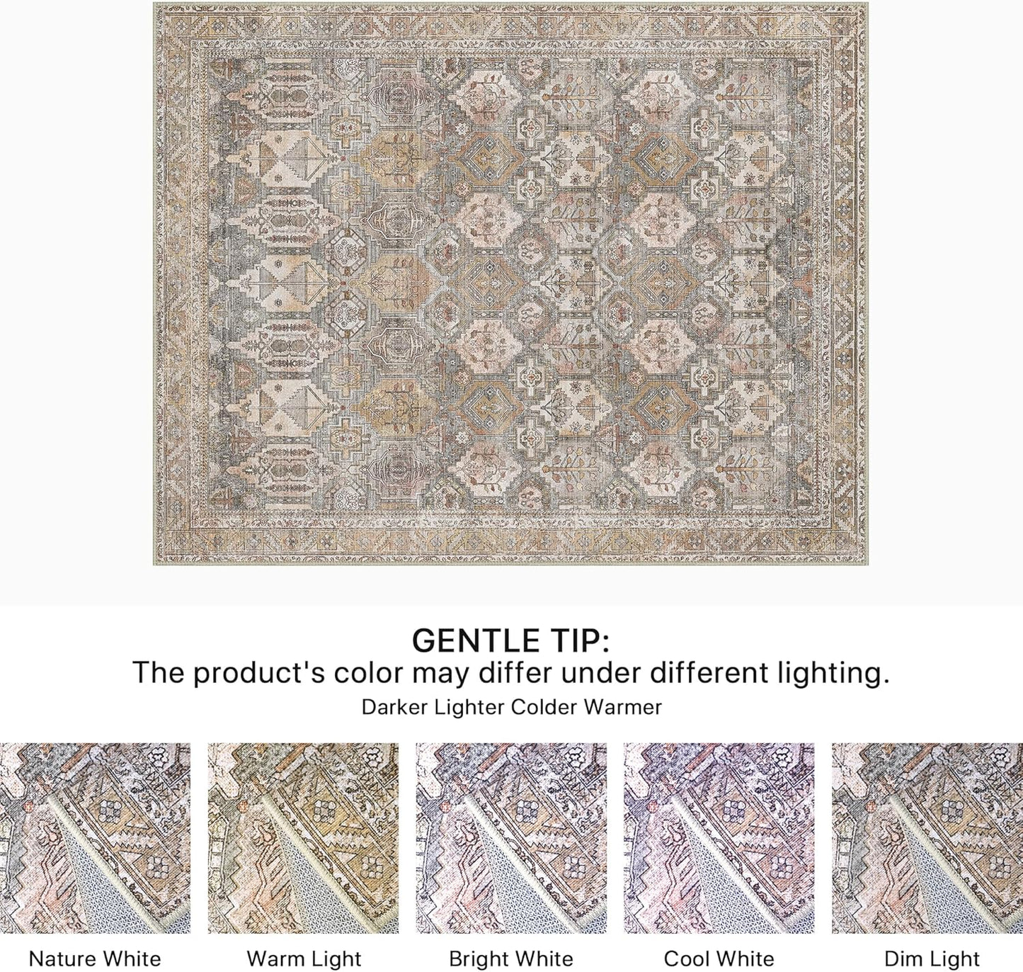 GENIMO Vintage Classic Print Multi Color Washable Area Rug