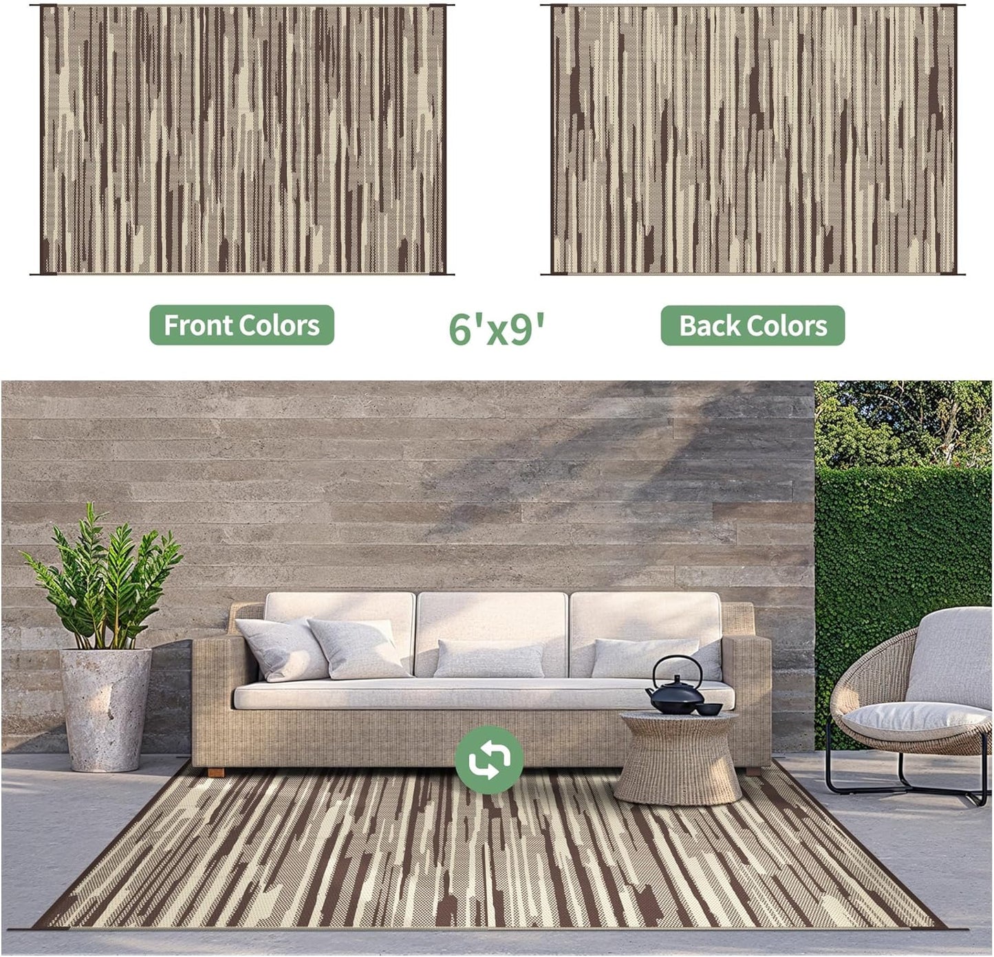 GENIMO Irregular Short Stripe Printed Waterproof Outdoor Rug