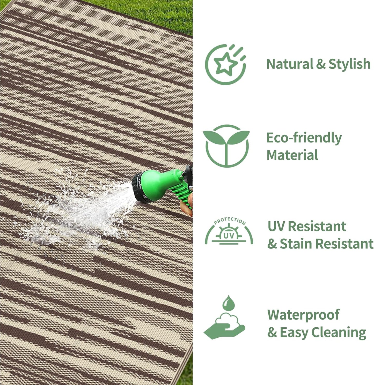 GENIMO Irregular Short Stripe Printed Waterproof Outdoor Rug