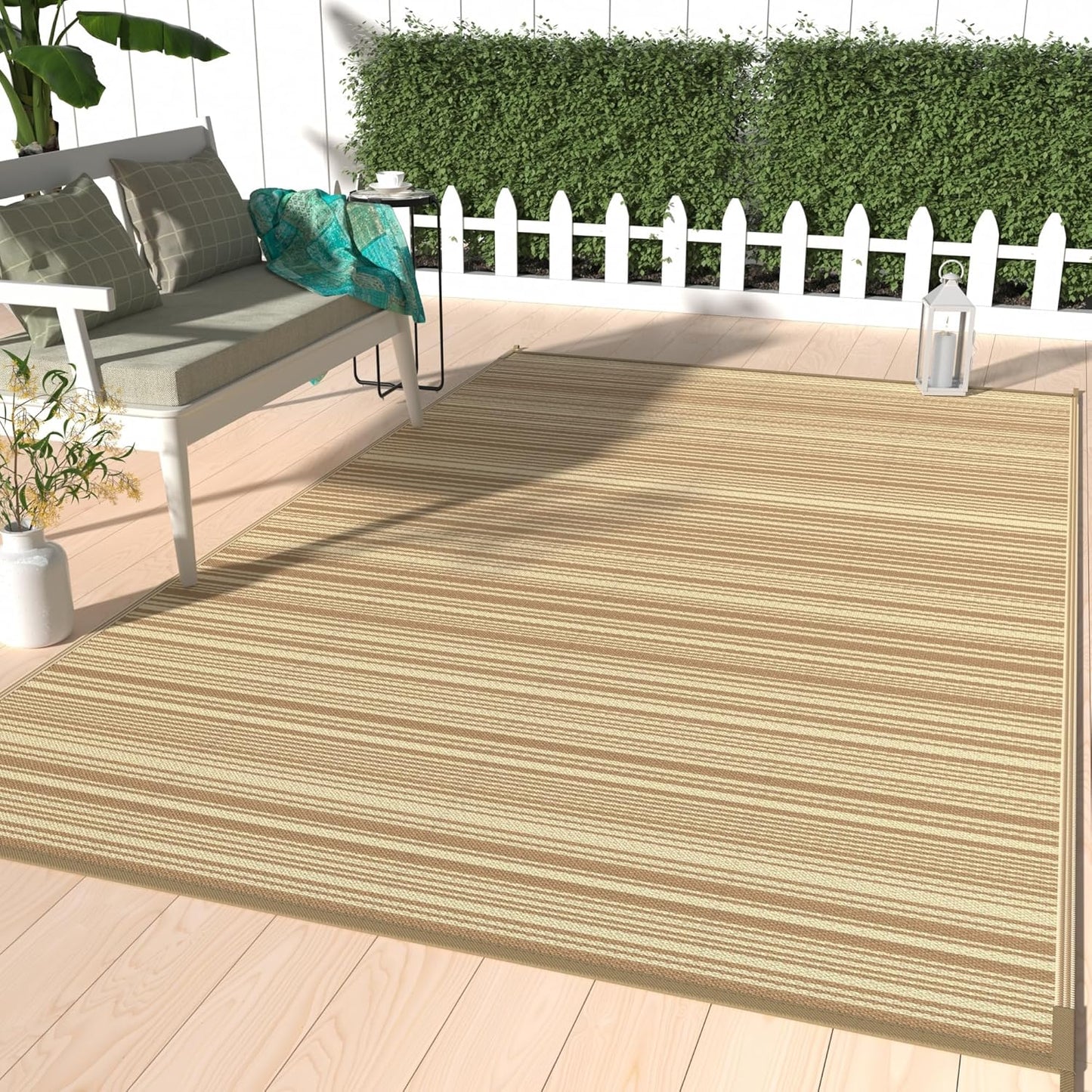 GENIMO Simple Striped Waterproof Outdoor Rug