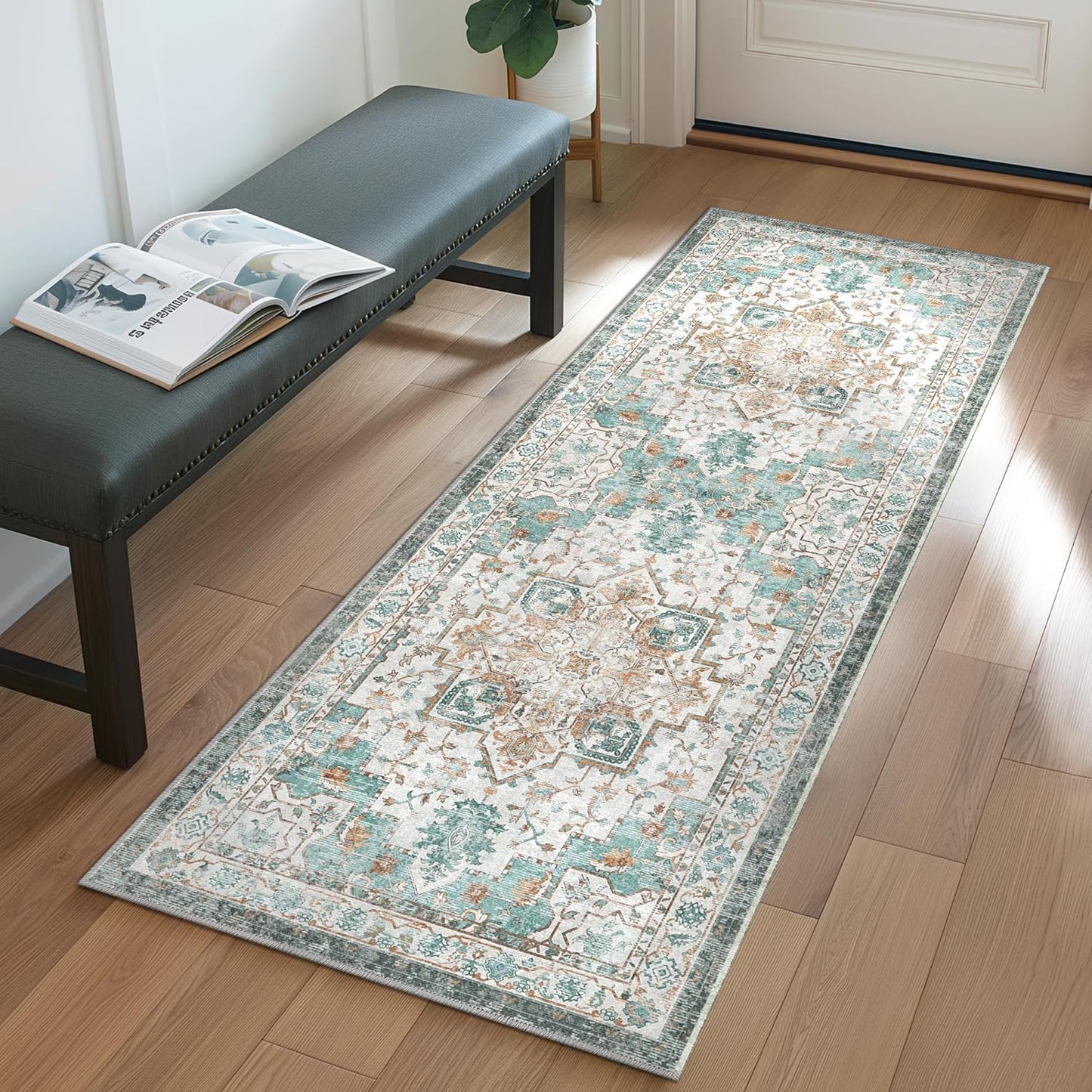 GENIMO Runner Rugs for Hallway, Kitchen Machine Washable Non Slip Vintage Rugs