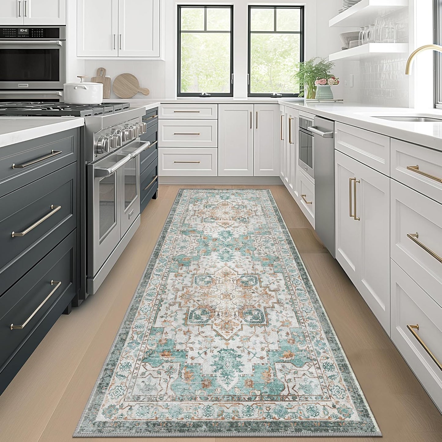 GENIMO Runner Rugs for Hallway, Kitchen Machine Washable Non Slip Vintage Rugs