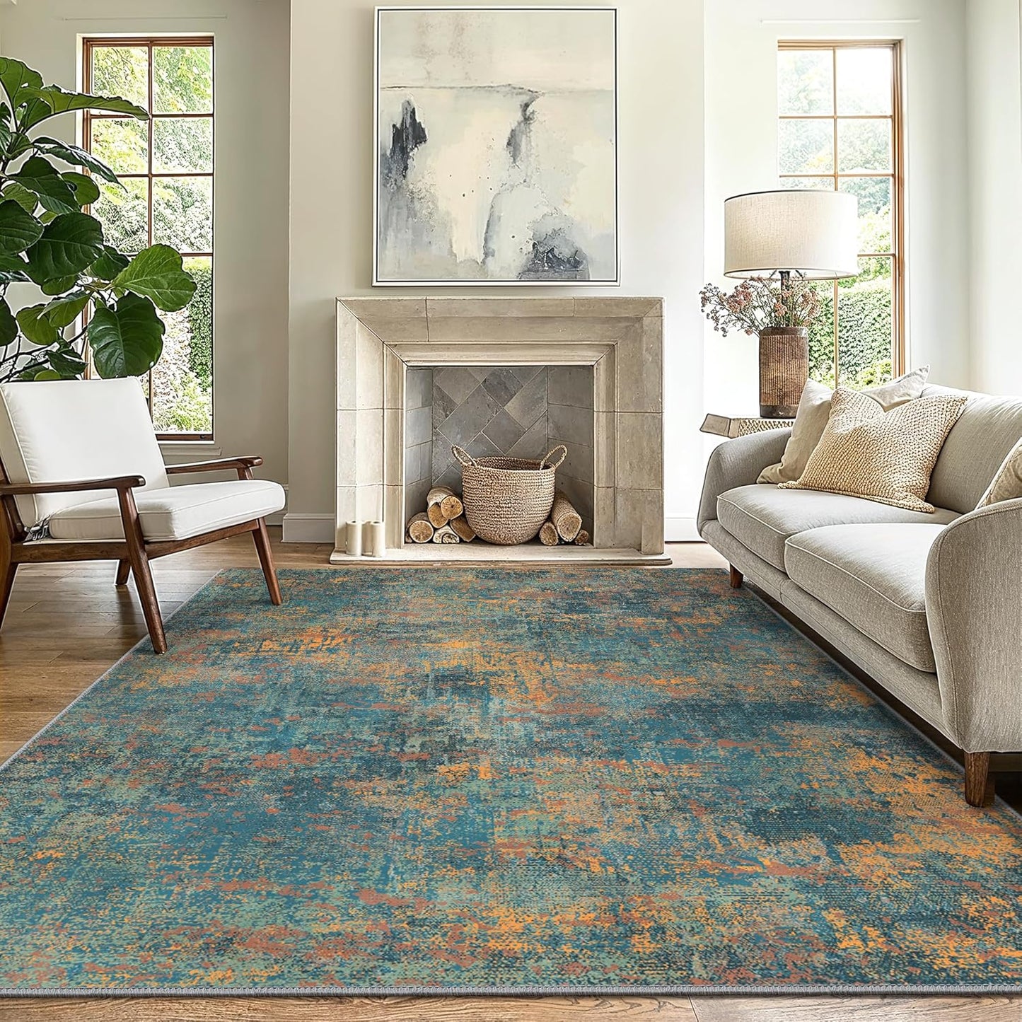 GENIMO Modern Foggy Abstract Texture Washable Area Rug