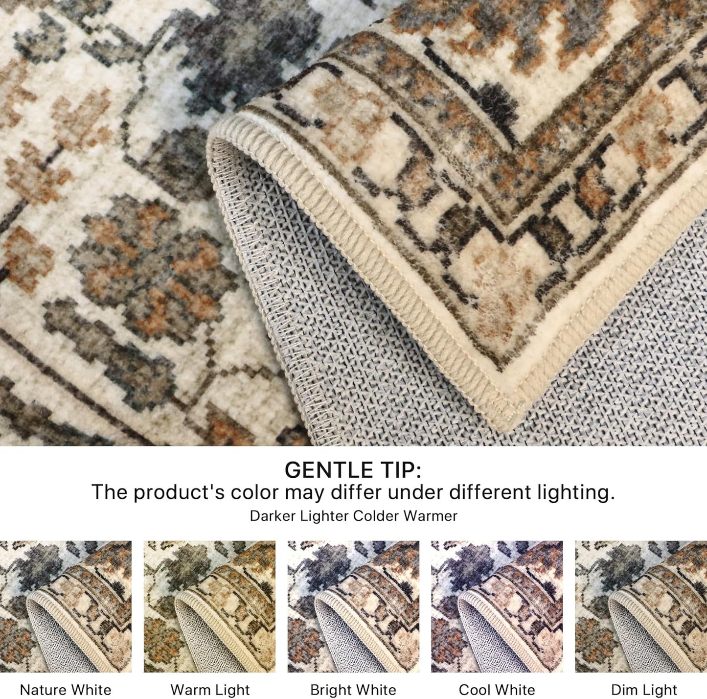 GENIMO Vintage Floral Rug Non-Shedding Distressed Area Rug