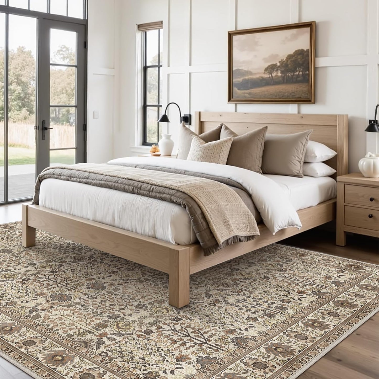 GENIMO Vintage Floral Rug Non-Shedding Distressed Area Rug