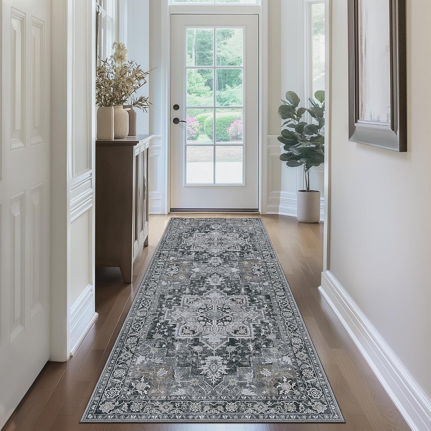 GENIMO Vintage Print Machine Washable Runner Rug