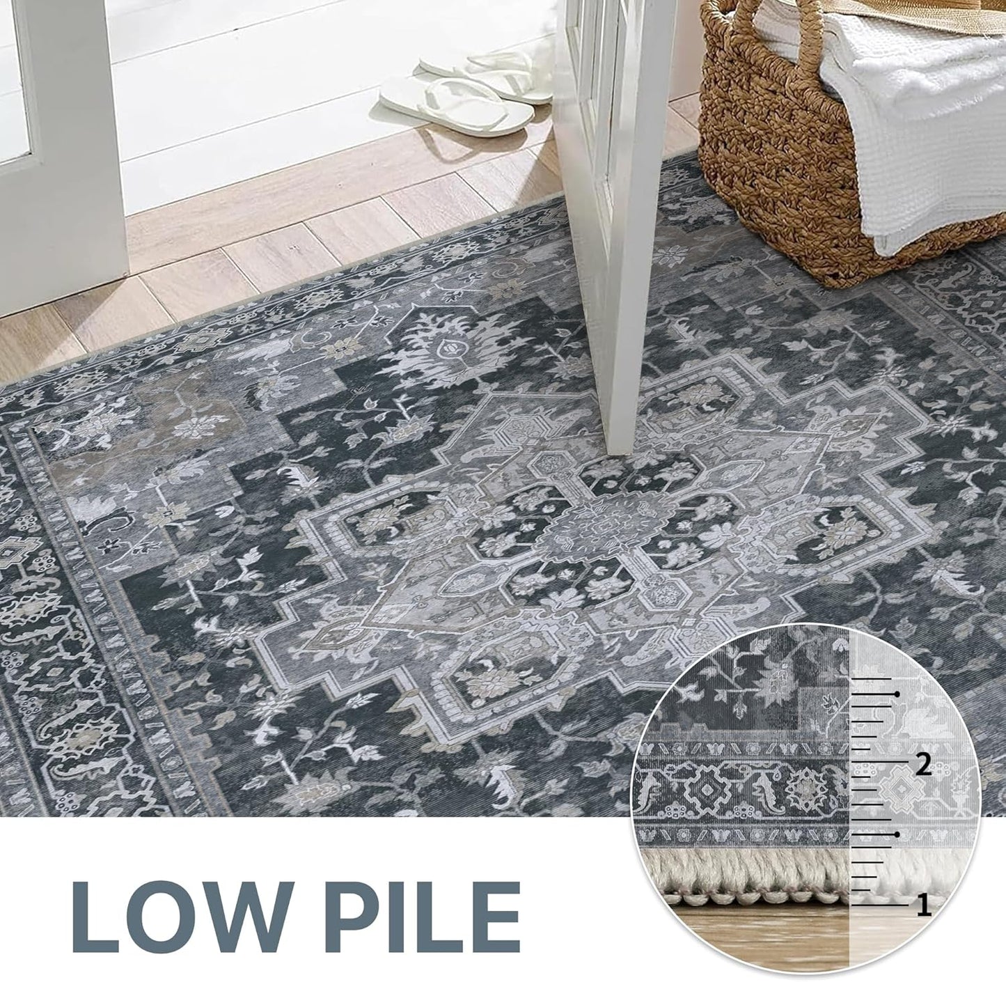 GENIMO Vintage Print Machine Washable Runner Rug