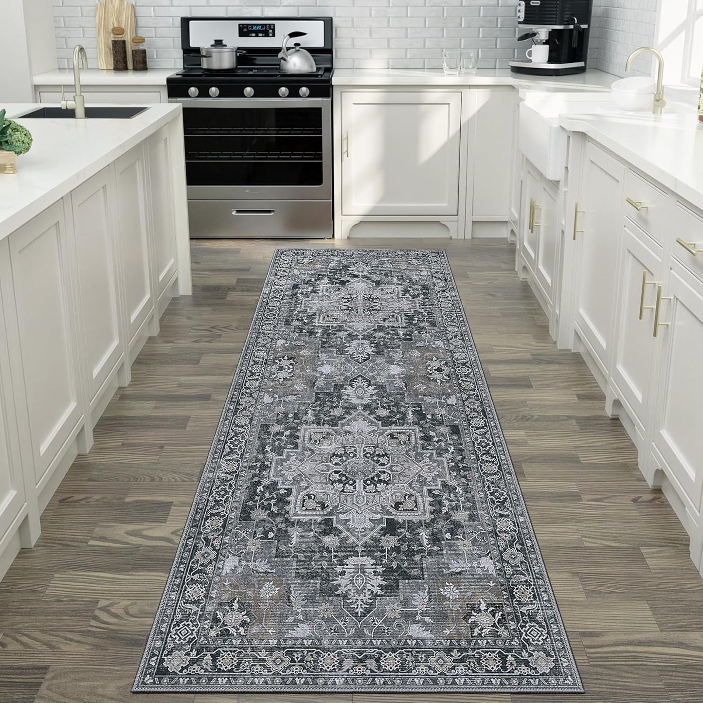 GENIMO Vintage Print Machine Washable Runner Rug