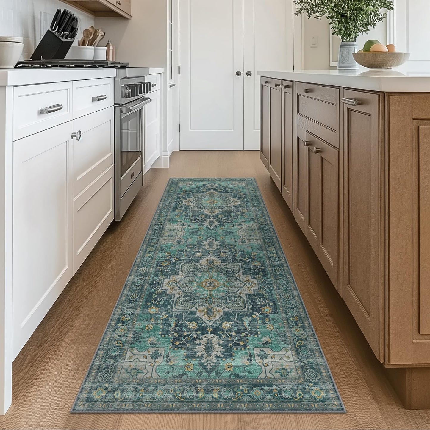 GENIMO Vintage Print Machine Washable Runner Rug