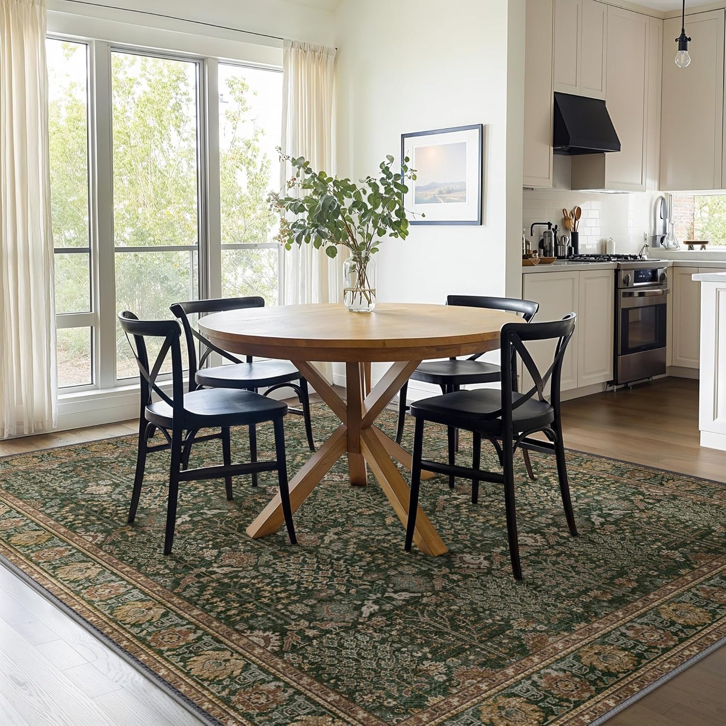 GENIMO Vintage Floral Rug Non-Shedding Distressed Area Rug