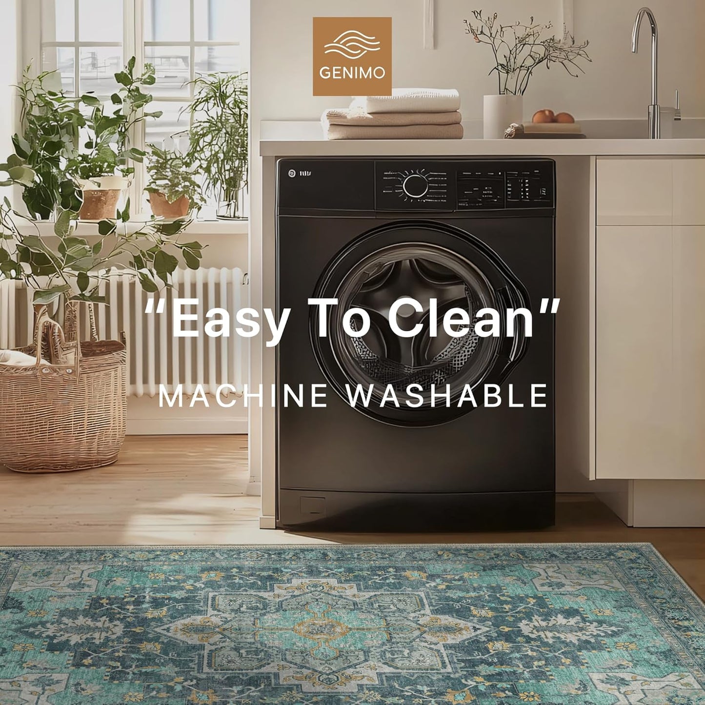 GENIMO Vintage Print Machine Washable Runner Rug
