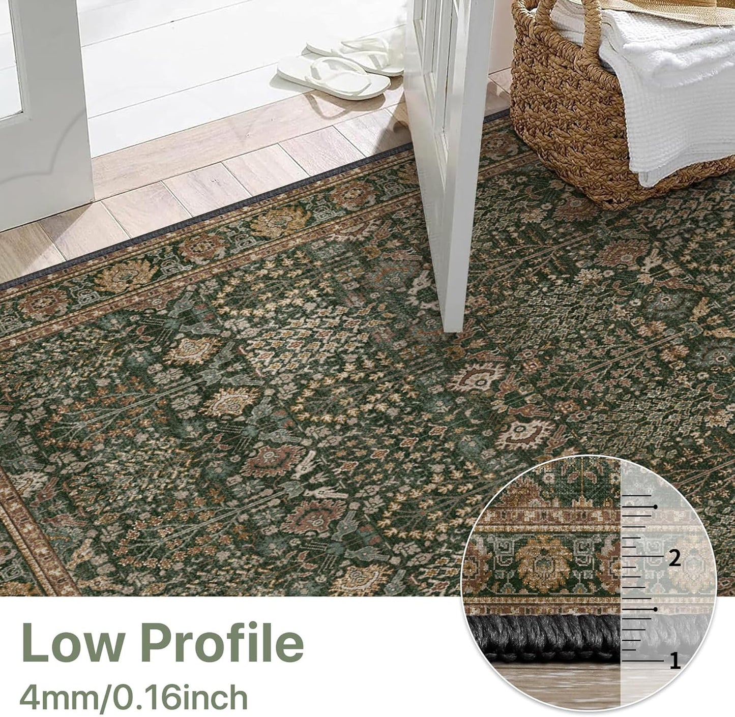 GENIMO Vintage Floral Rug Non-Shedding Distressed Area Rug