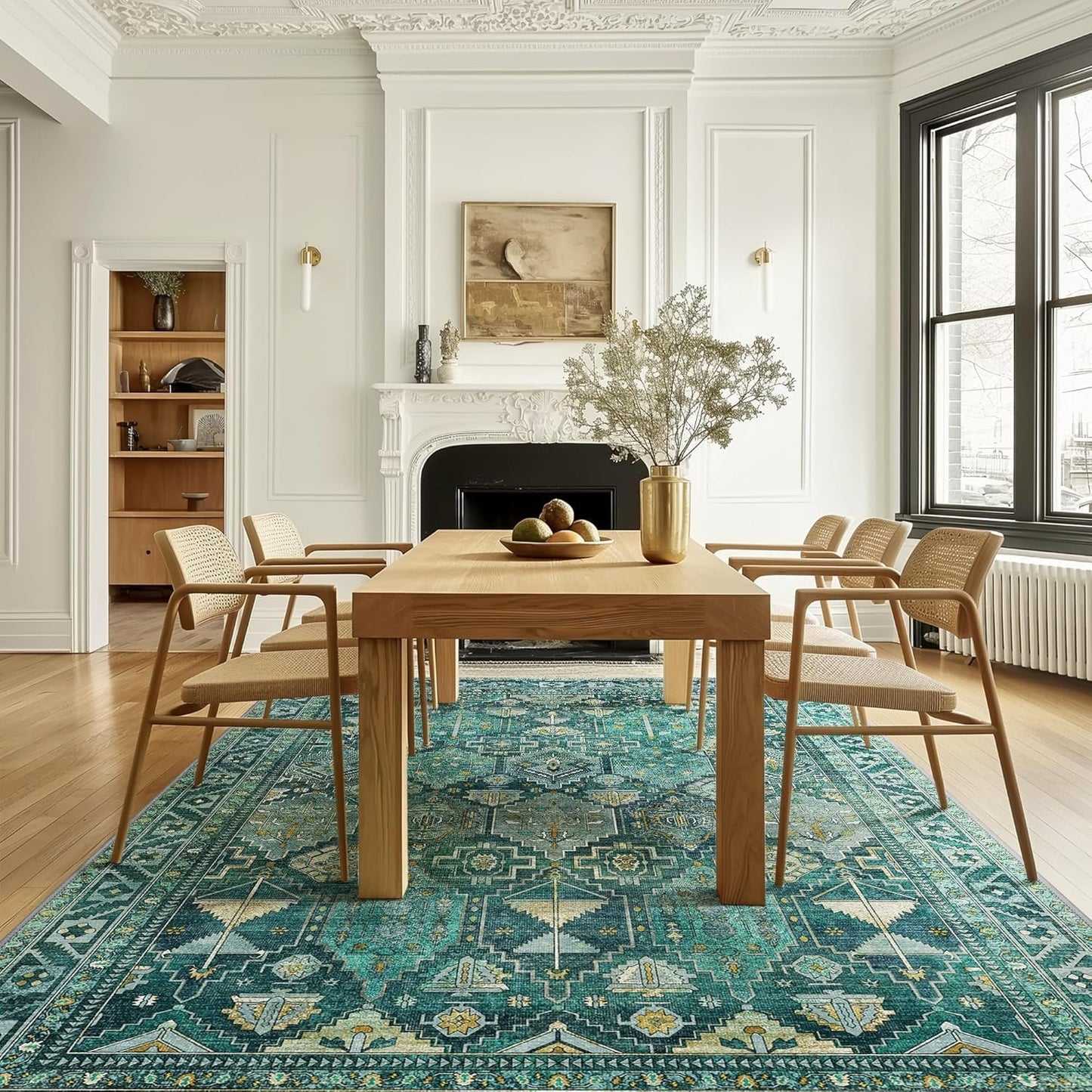 GENIMO Vintage Classic Print Cool Color Washable Area Rug