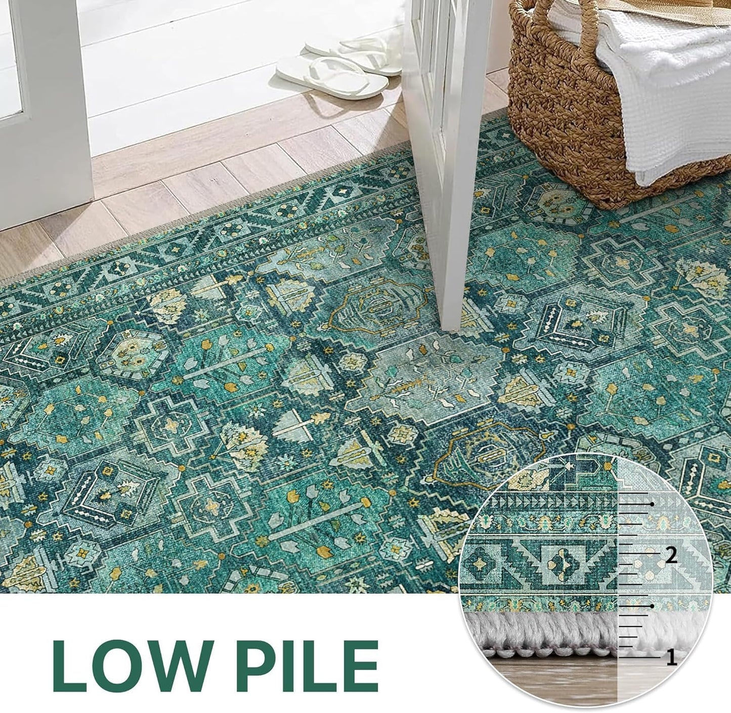 GENIMO Vintage Classic Print Cool Color Washable Area Rug