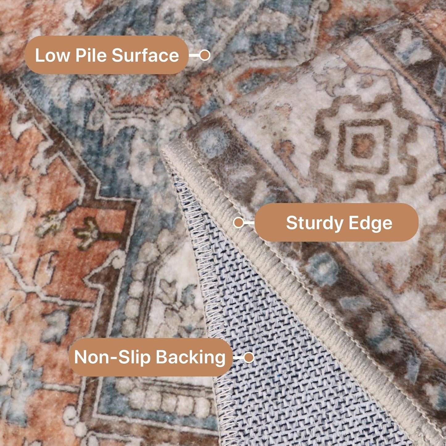 GENIMO Gorgeous Prints Machine Washable Low Pile Area Rug