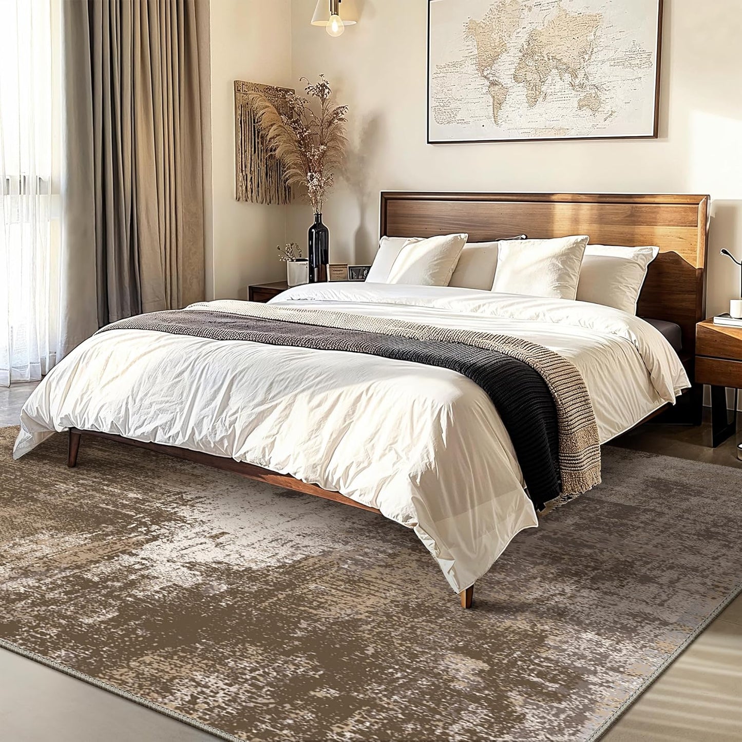 GENIMO Washable Area Rug Modern Brown Urban Mist