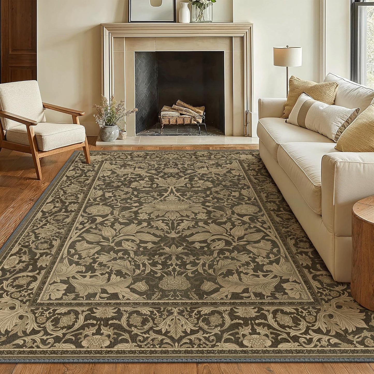 GENIMO Mysteriously Gorgeous Floral Pattern Print Area Rug