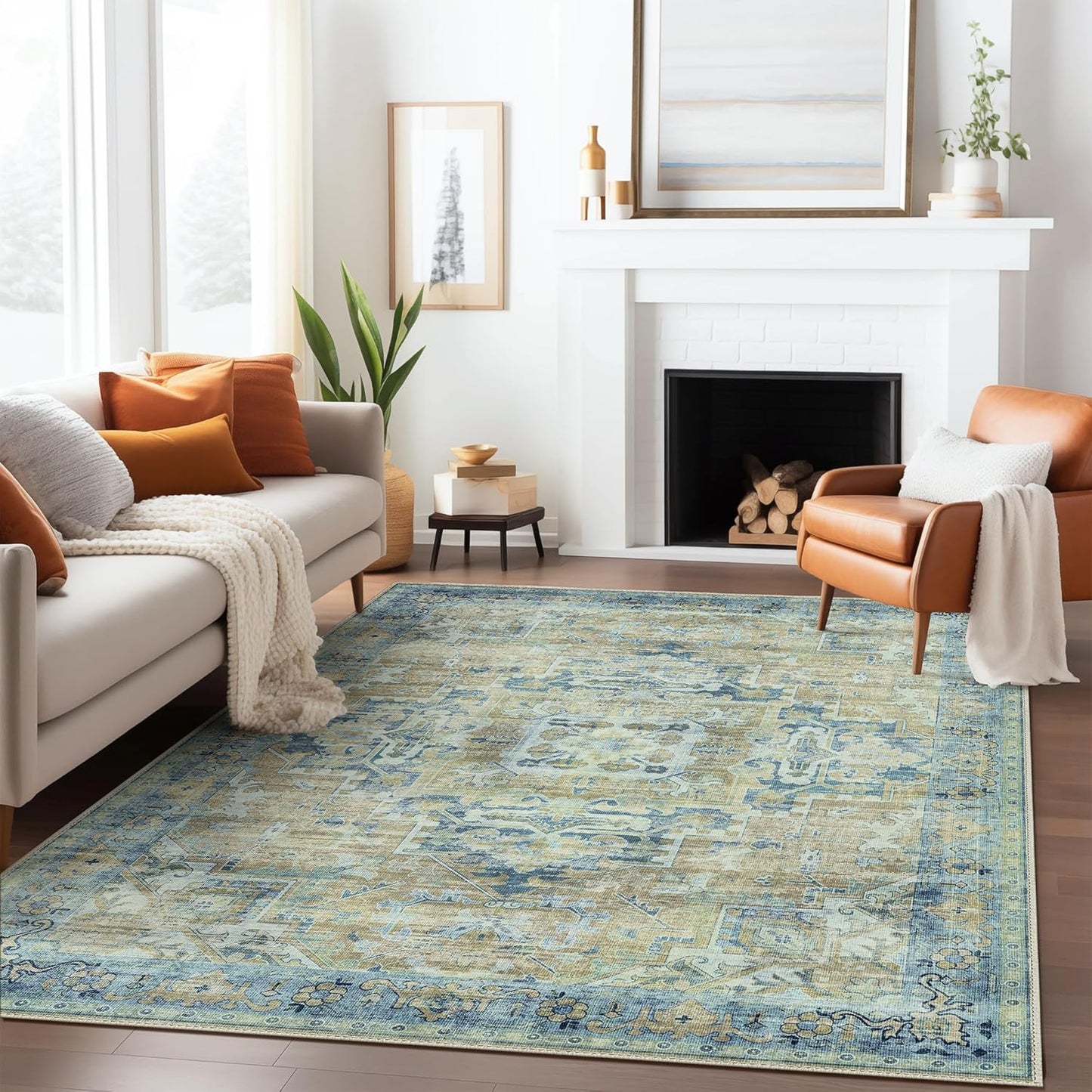 GENIMO Aged Lattice Print Area Rug