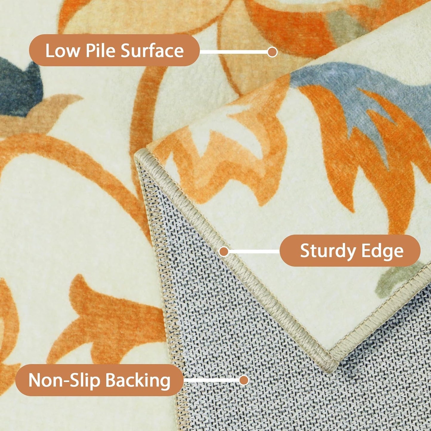 GENIMO Washable Daisy Painted Low Pile Area Rug