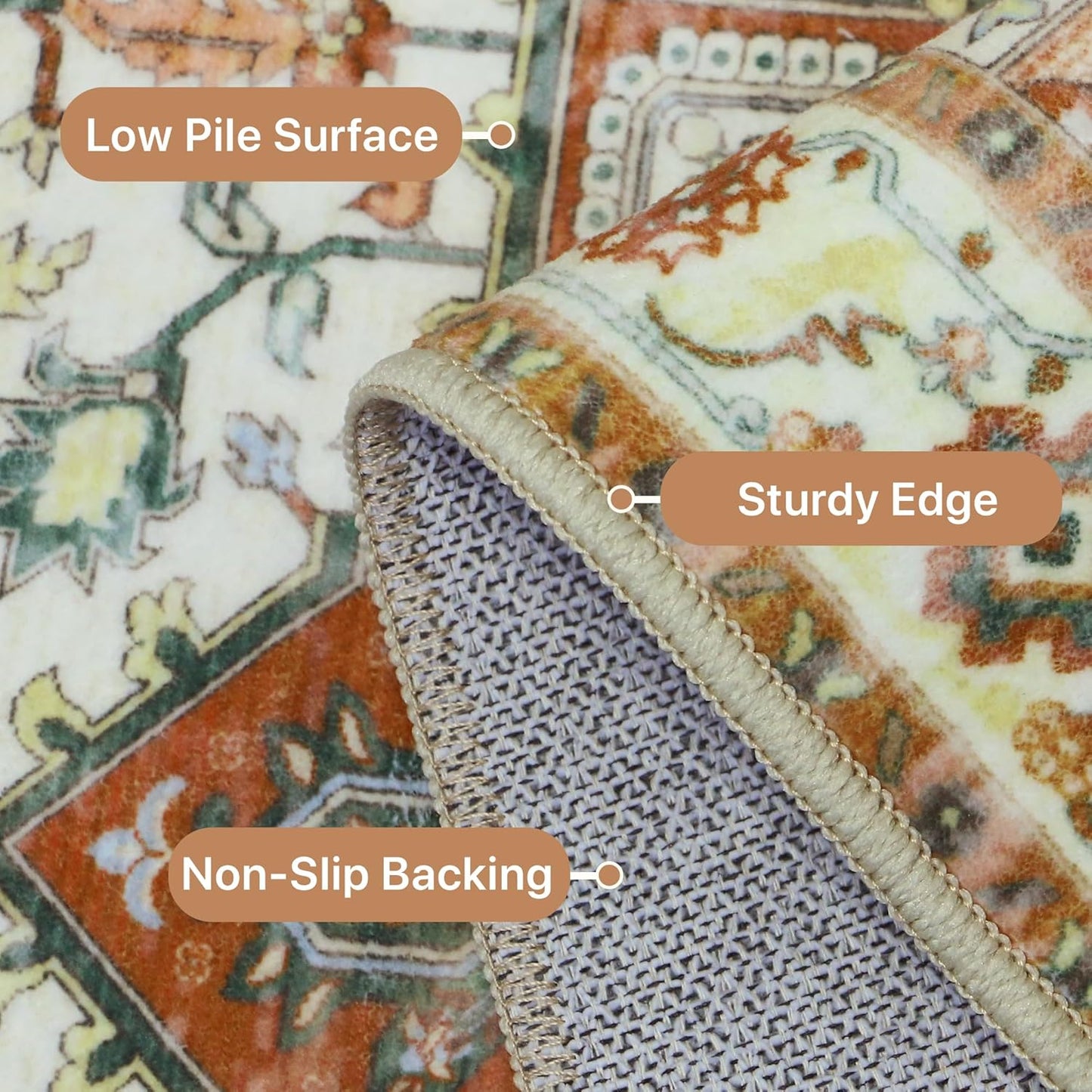 GENIMO Runner Rugs for Hallway, Kitchen Machine Washable Non Slip Vintage Rugs