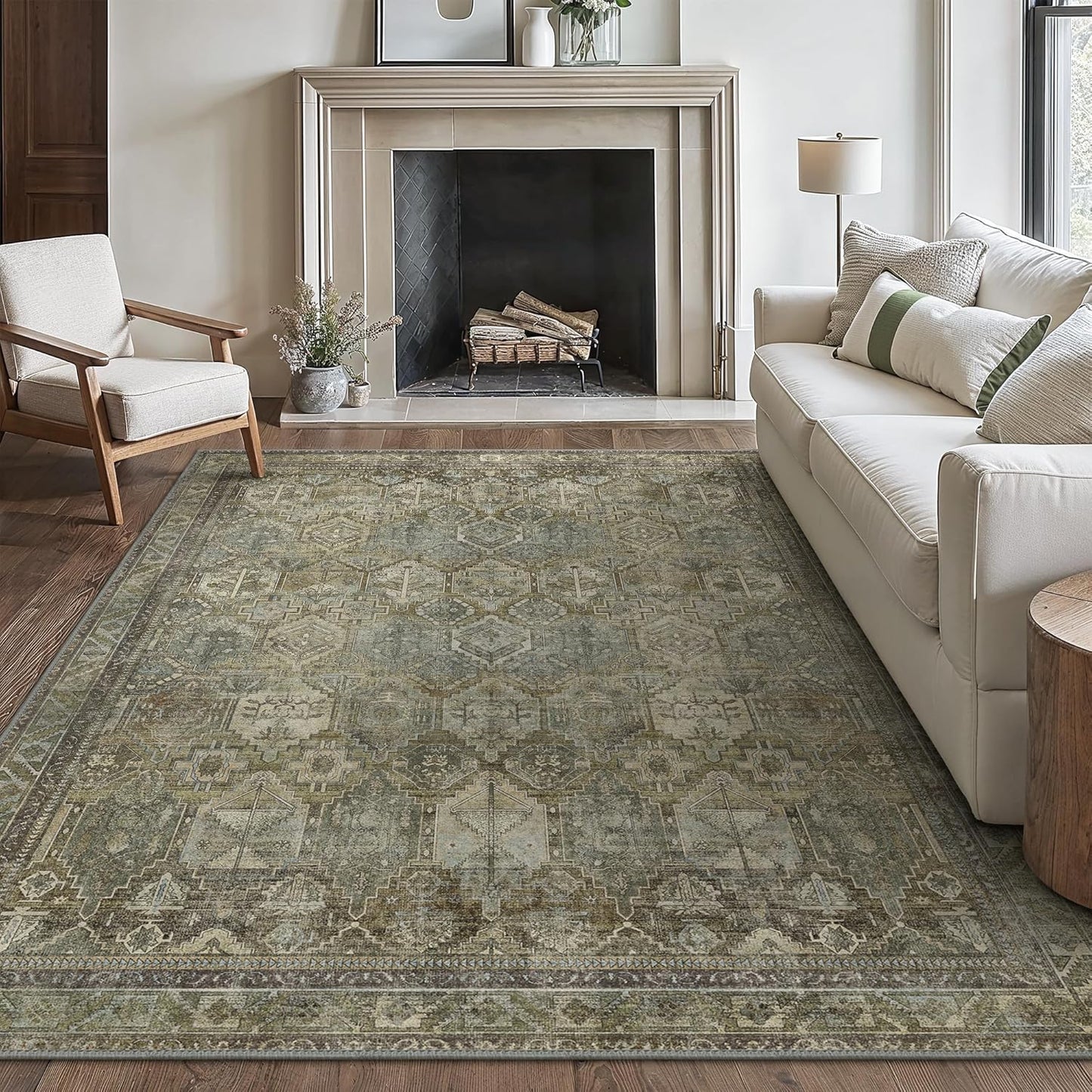 GENIMO Vintage Classic Print Dark Color Washable Area Rug