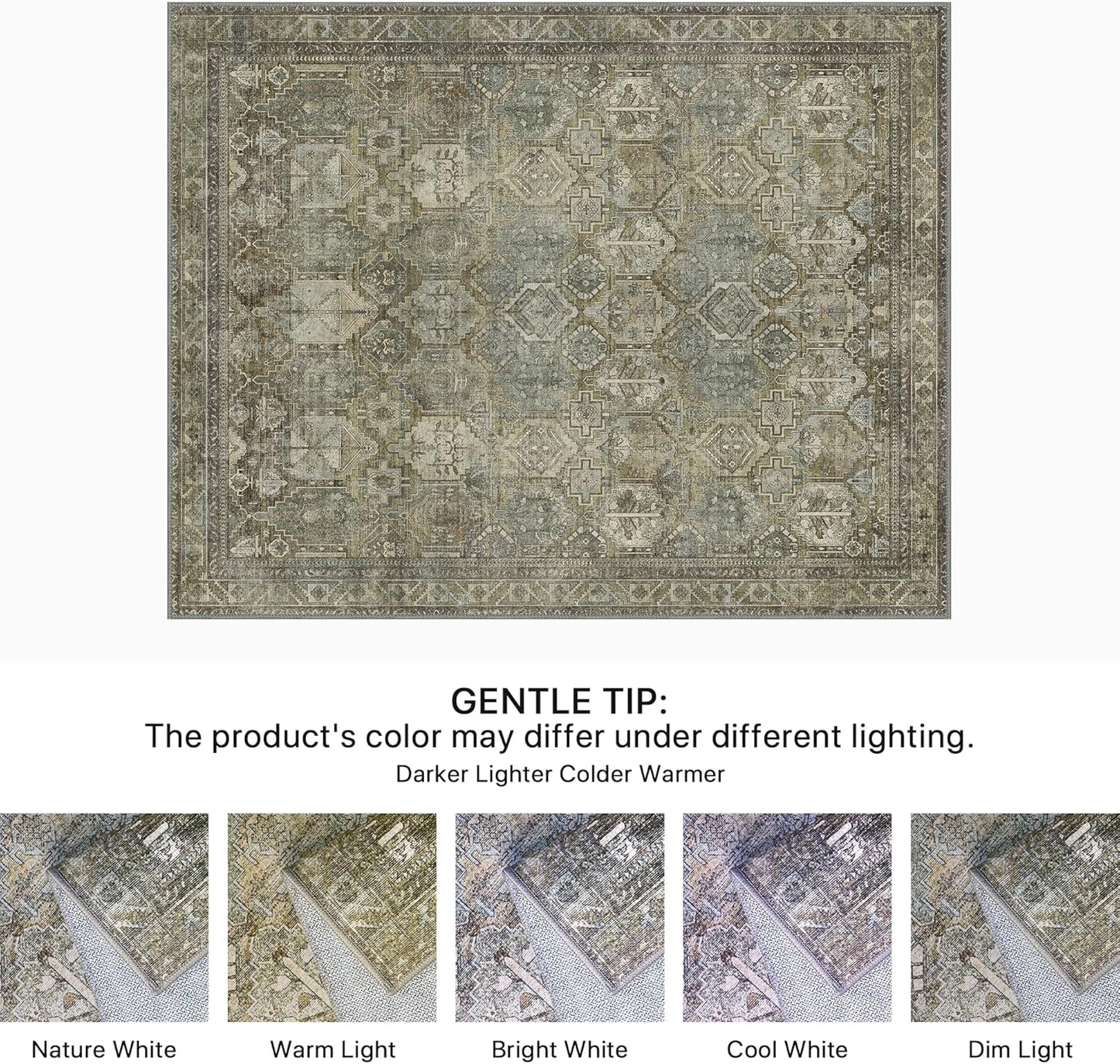 GENIMO Vintage Classic Print Dark Color Washable Area Rug