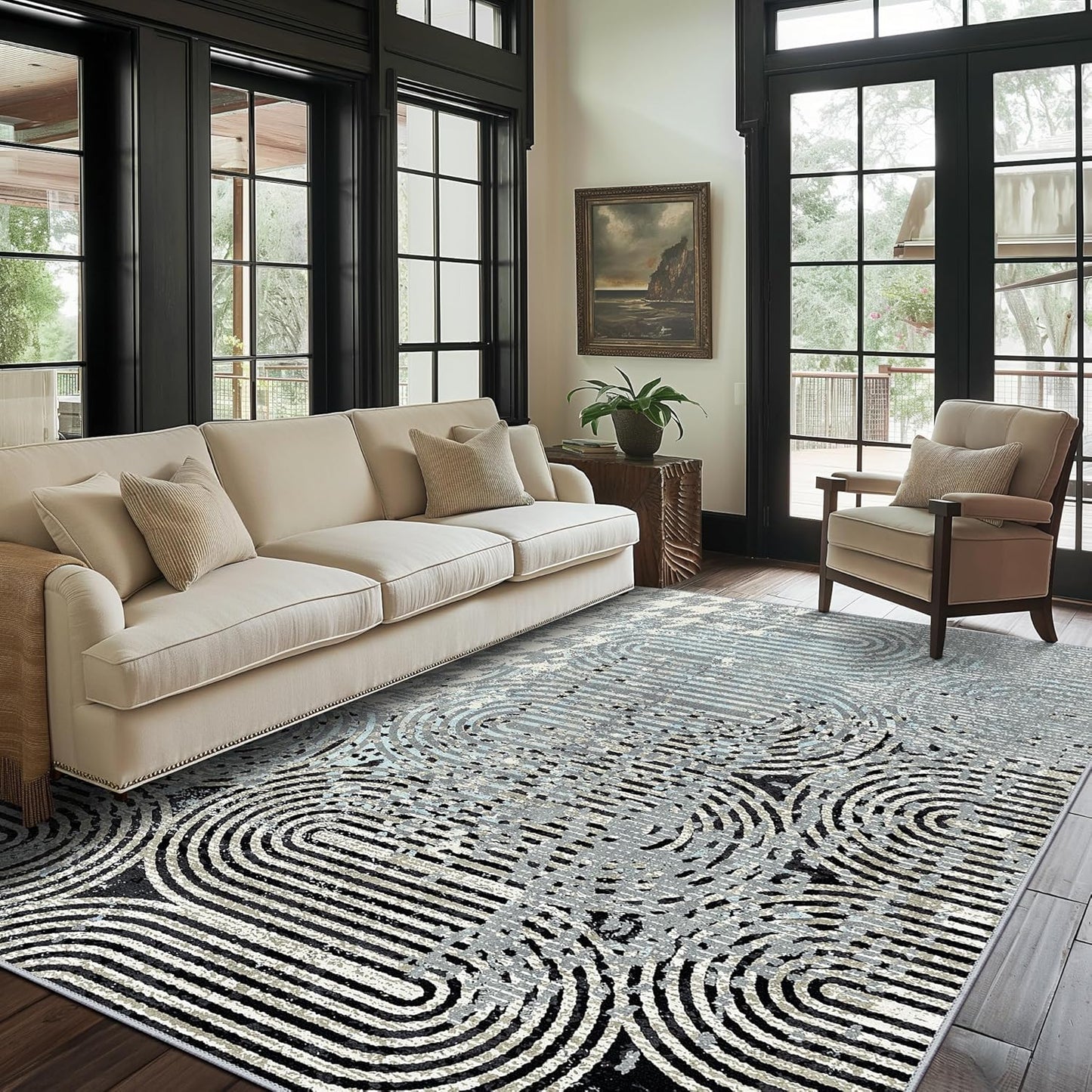 GENIMO Abstract Geometric Aesthetic Non-Slip Area Rug
