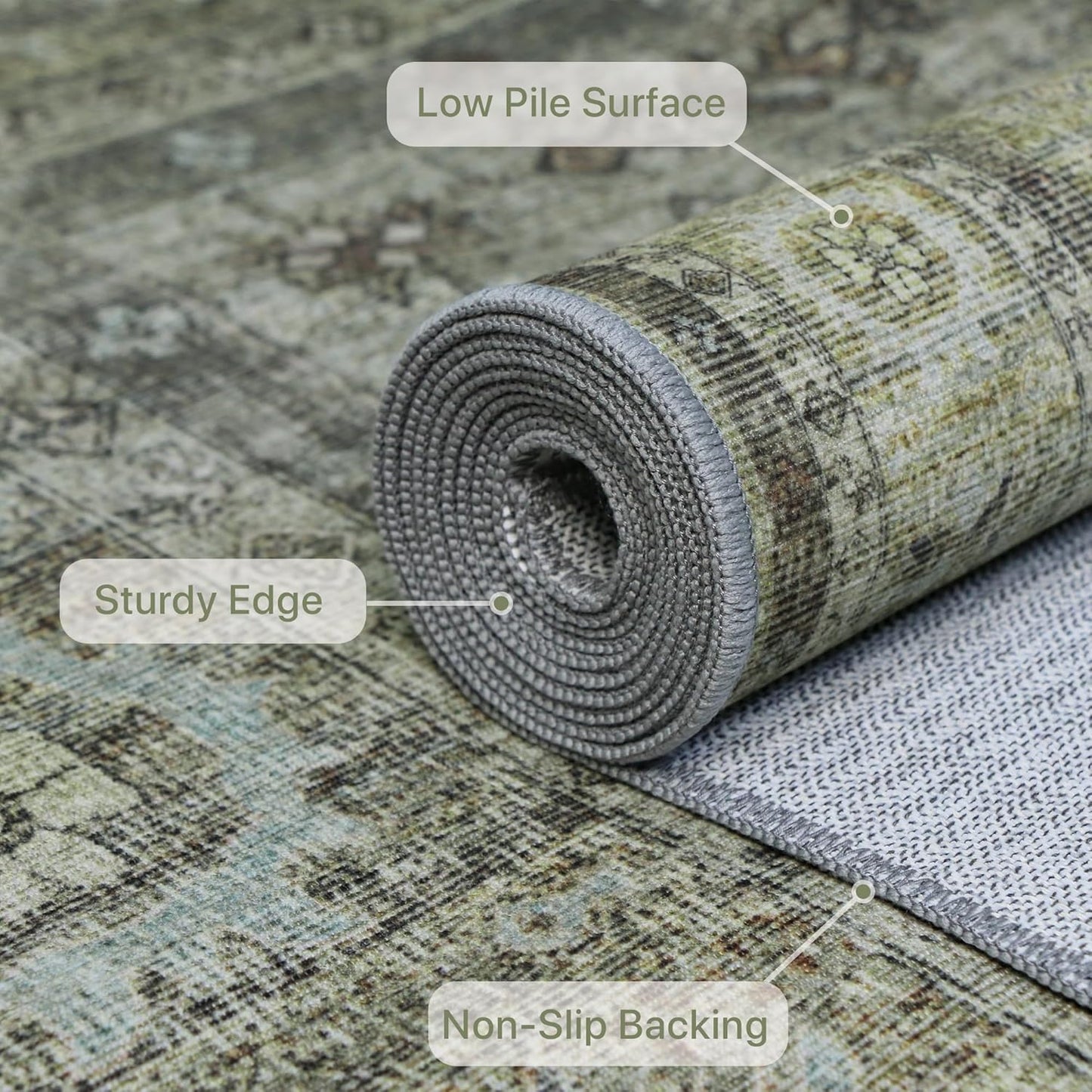 GENIMO Fantasy Geometric Floral Print Non-Slip Washable Area Rug
