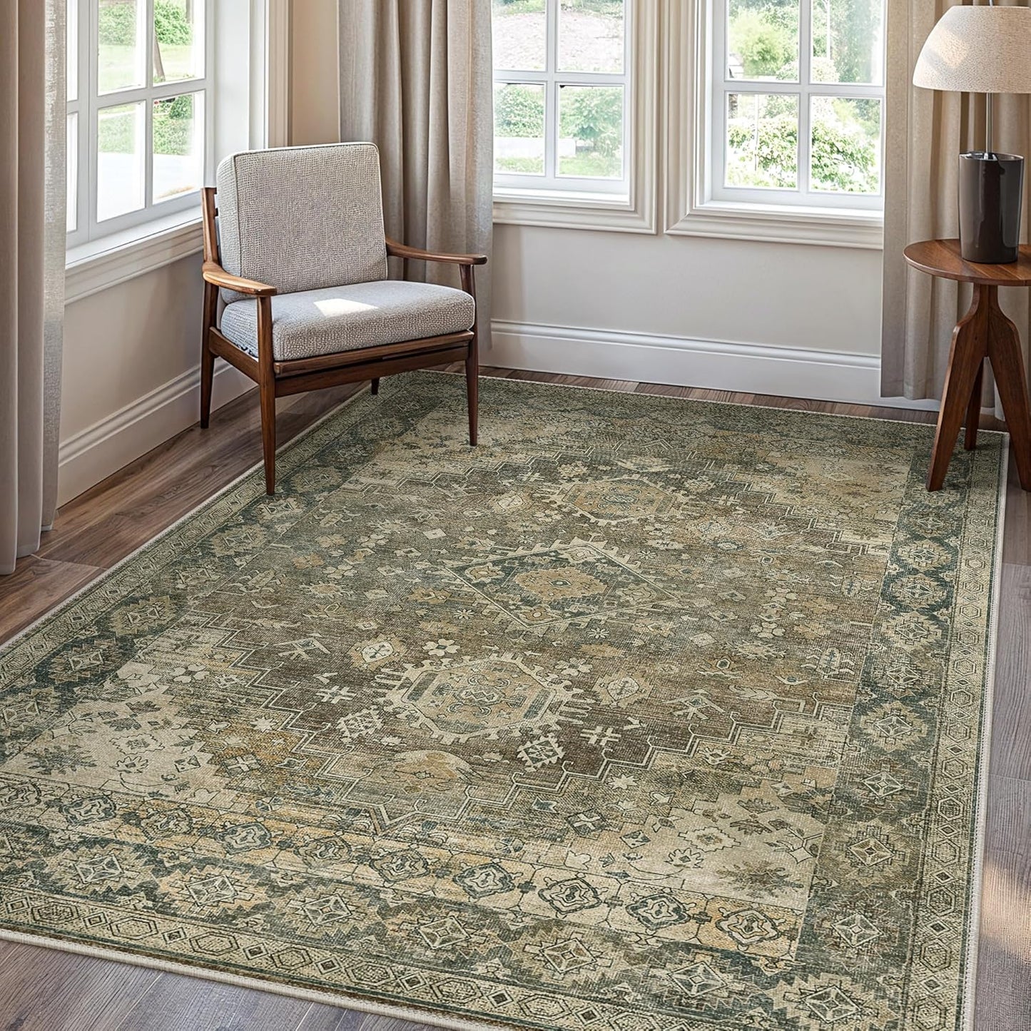 GENIMO Machine Washable Symmetrical Totem Print Non-Slip Area Rug