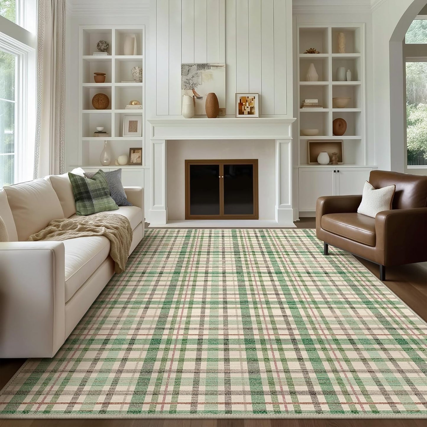 GENIMO Classic Plaid Print Machine Washable Non-Slip