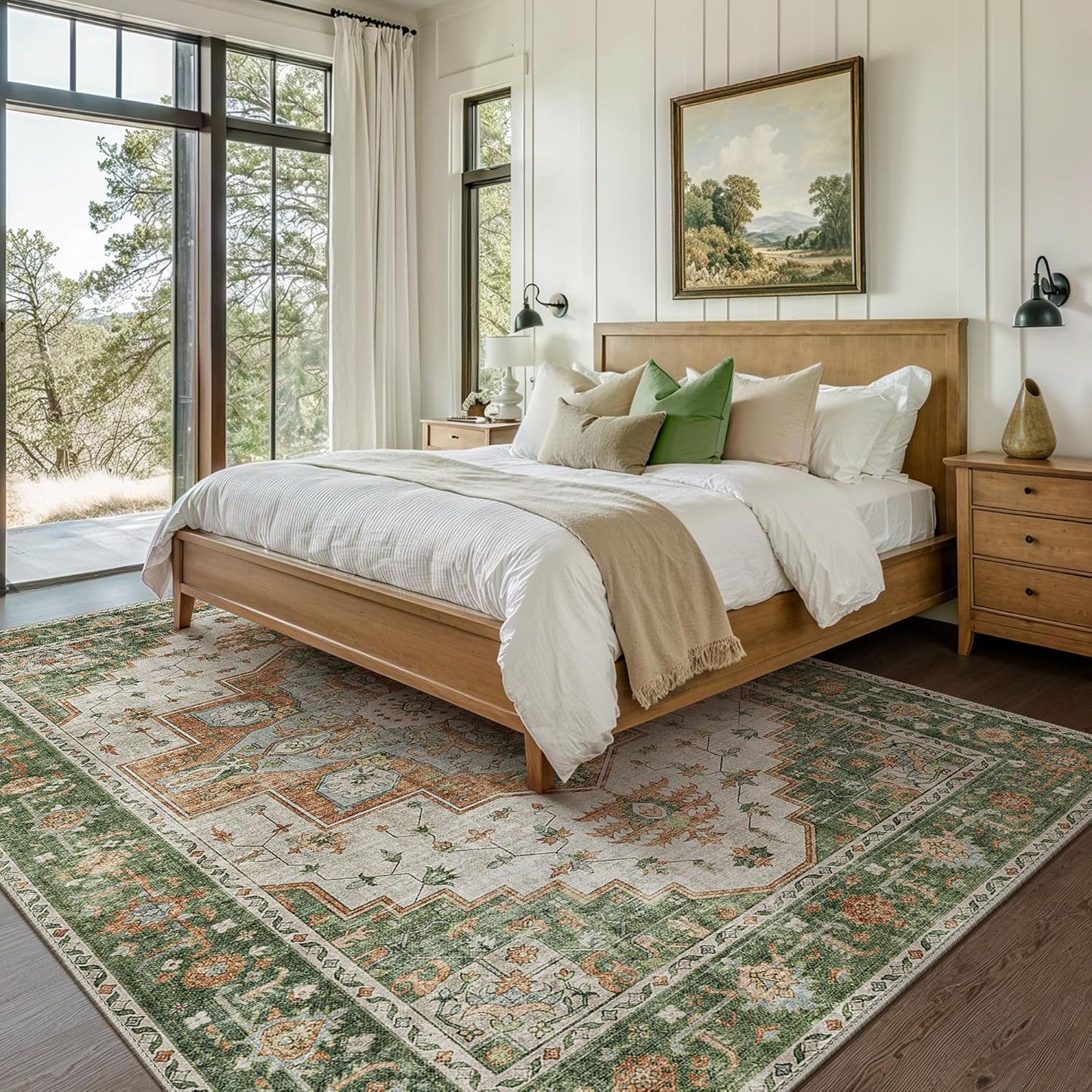 GENIMO Non Slip Indoor Soft Distressed Lightweight Thin Low Pile Area Rug
