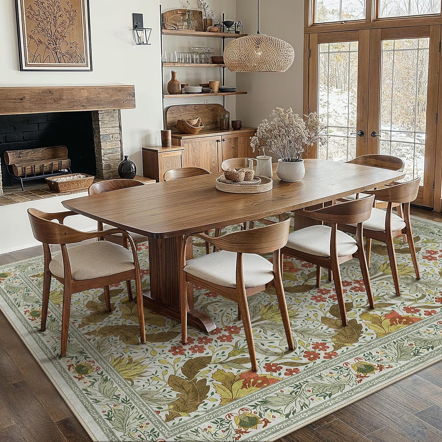 GENIMO Vintage Floral Machine Washable Area Rug