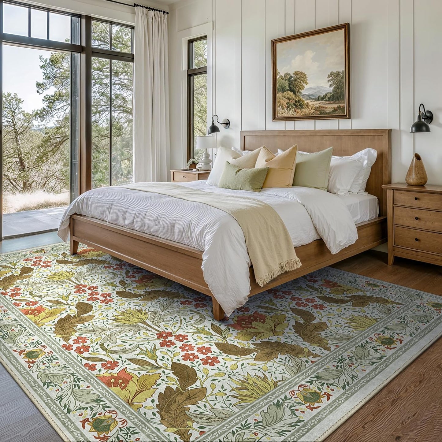 GENIMO Vintage Floral Machine Washable Area Rug