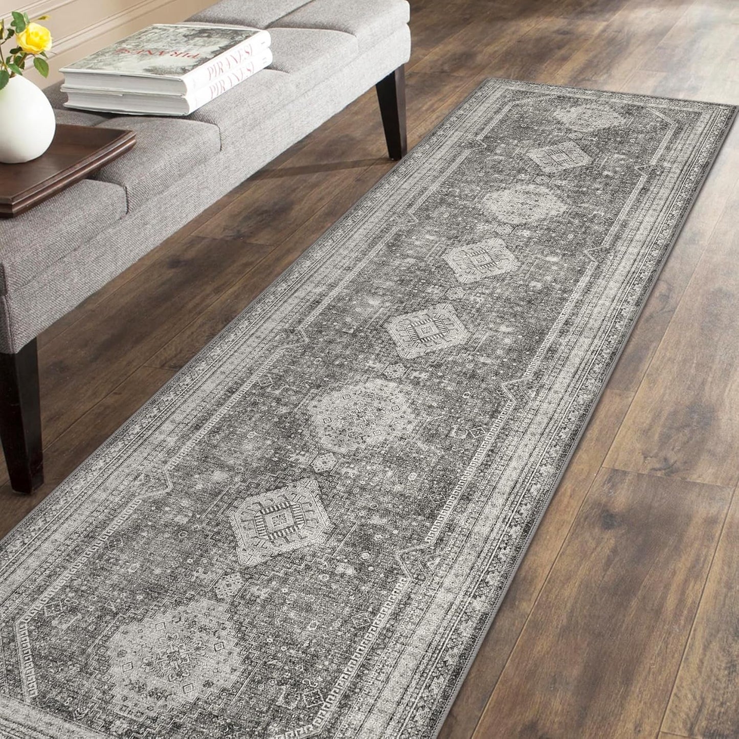 GENIMO Machine Washable Runner Rug Non Slip Carpet with Gripper